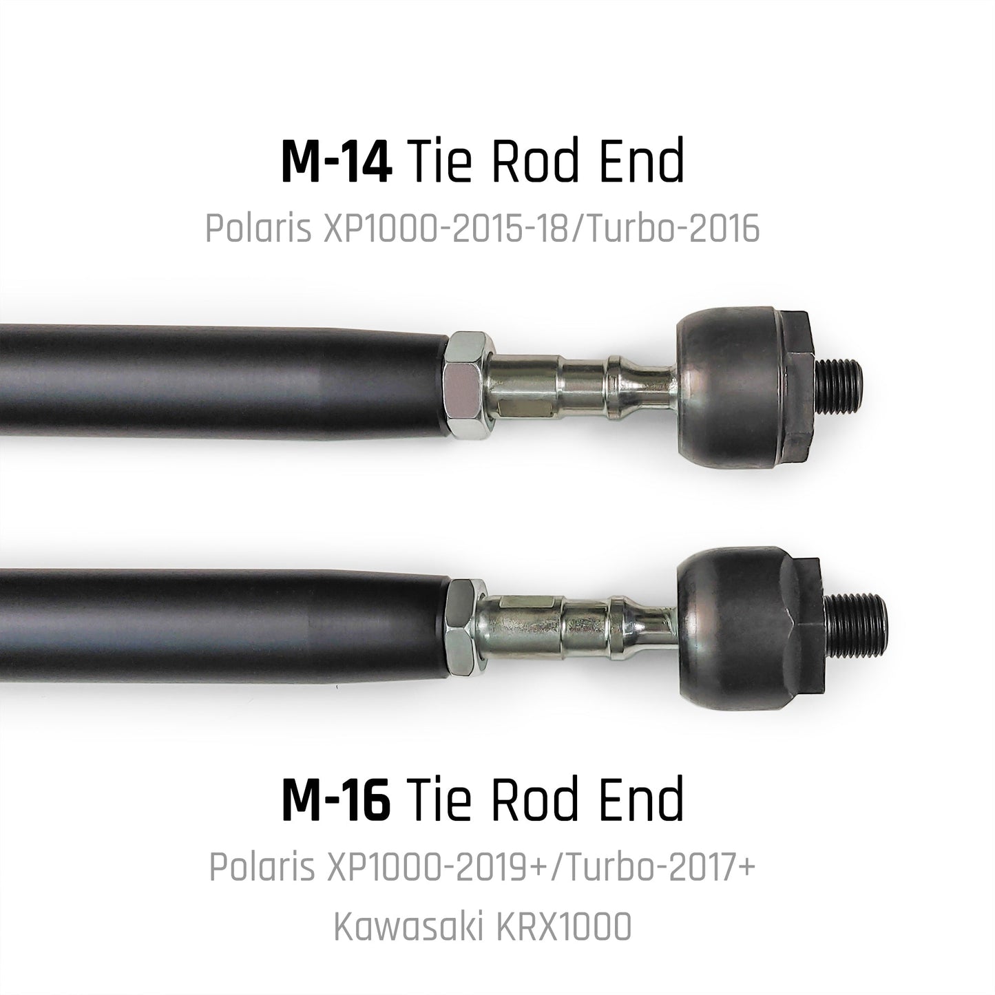 Comparison between M-14 Tie Rod End and M-16 Tie Rod End.