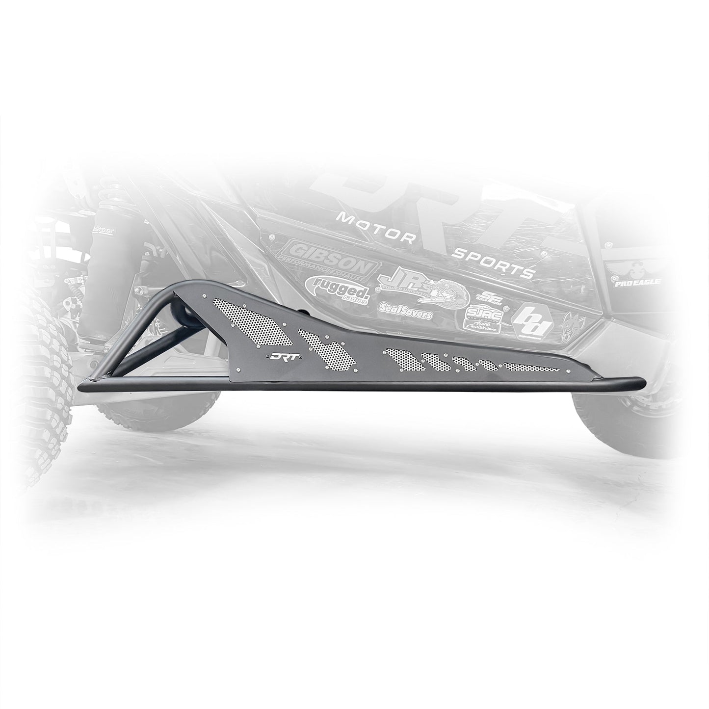 Side view of black DRT Tree Kicker installed on Can‑Am Maverick X3 2‑door