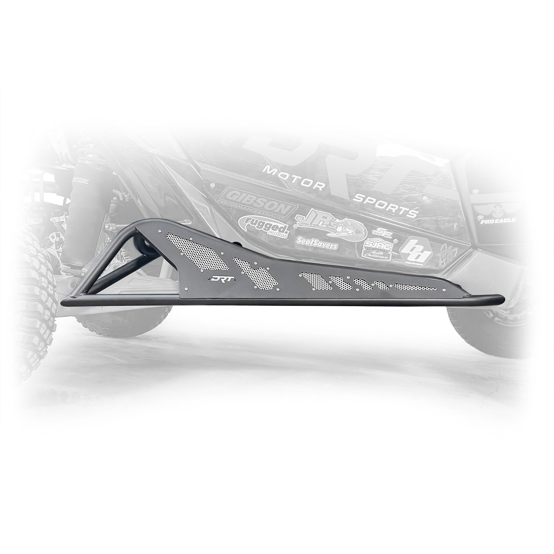 Side view of black DRT Tree Kicker installed on Can‑Am Maverick X3 2‑door