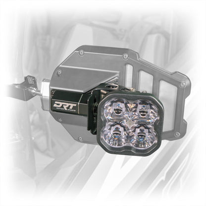 Tactical mirror light bracket kit billet aluminum on side-by-side mirror