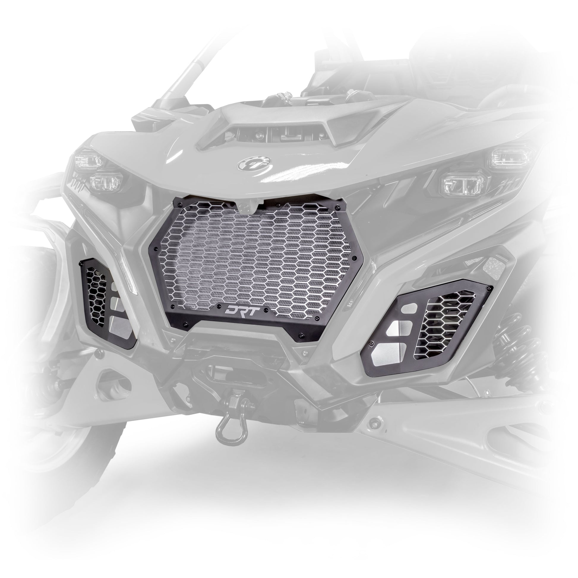 Front grill kit for Can-Am Maverick R 2024+, laser-cut 6061-T6 aluminum, powder-coated semi-gloss black