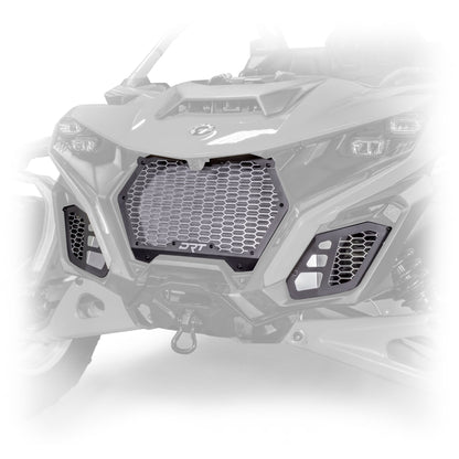 Front grill kit for Can-Am Maverick R 2024+, laser-cut 6061-T6 aluminum, powder-coated semi-gloss black