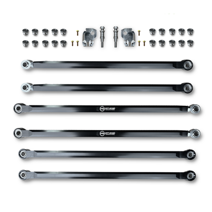 Precision-machined MTS Off-Road radius rods for Can-Am Maverick R UTV suspension upgrade.