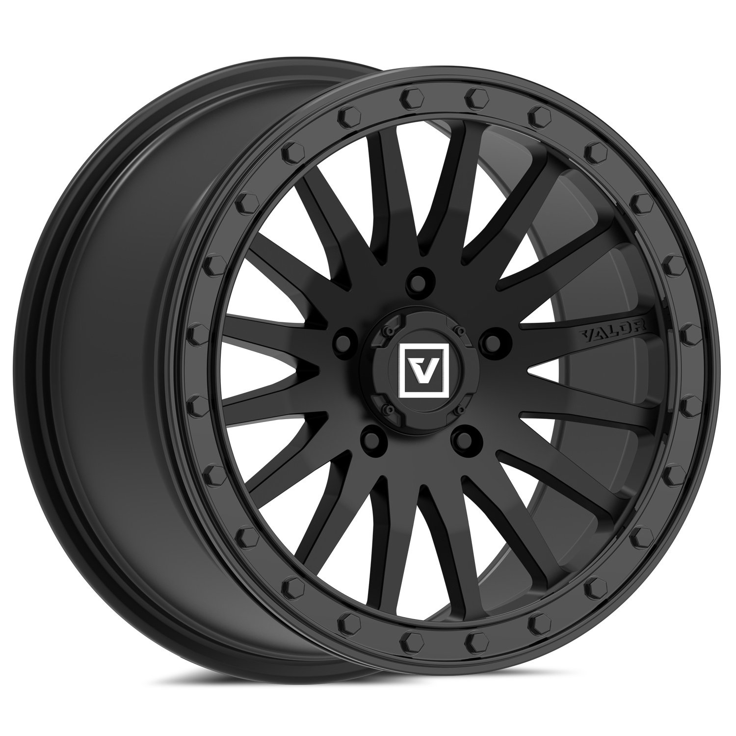 Satin Black UTV wheel with Gloss Black Ring