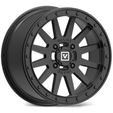 Black alloy wheel with visible brand logo on a white background