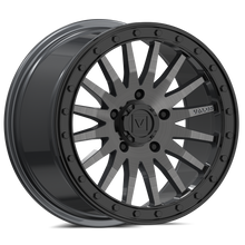 Gray and black multi spoke beadlock wheel with black centercap